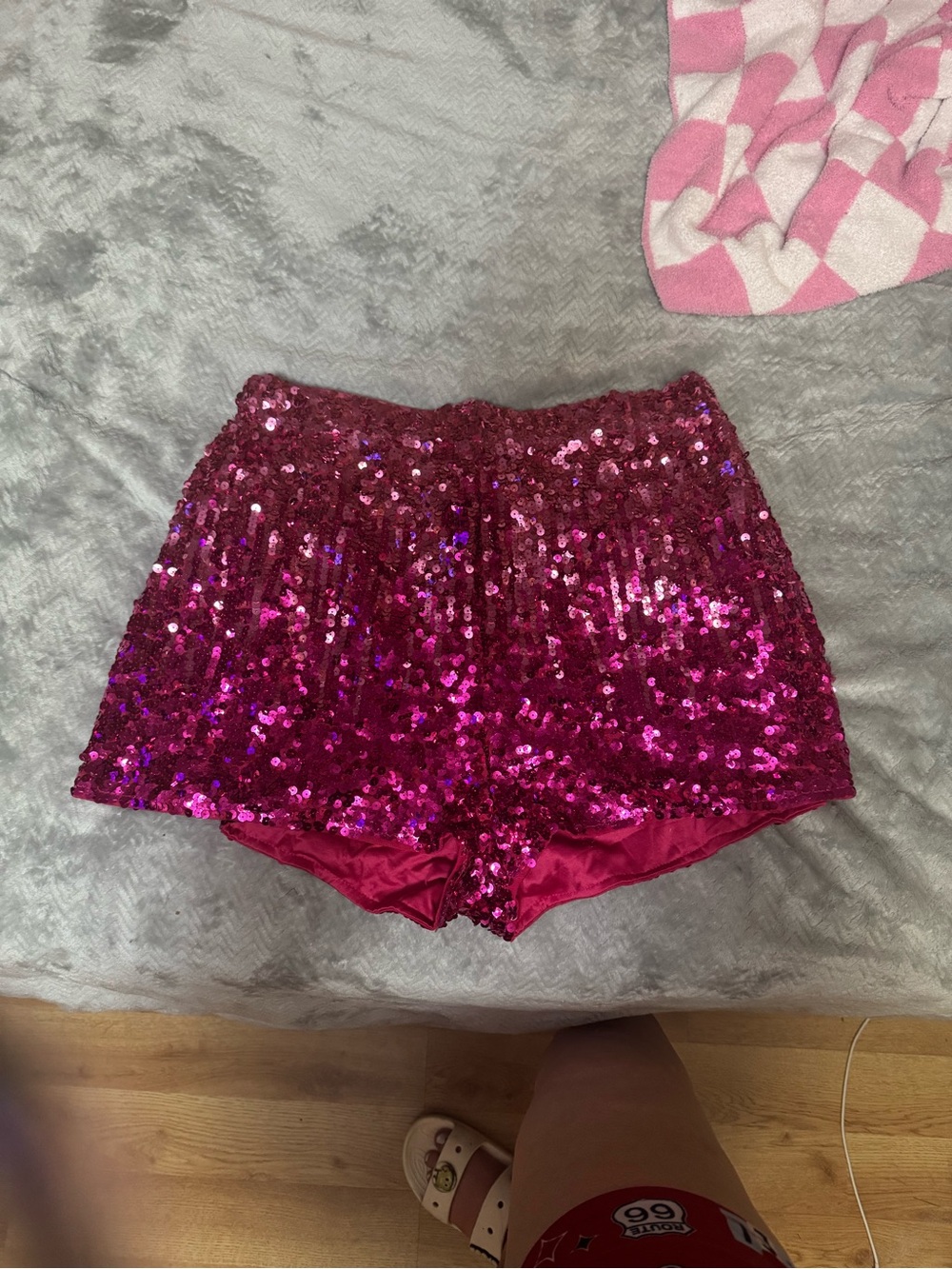 Women's Fuchsia Sequin Shorts